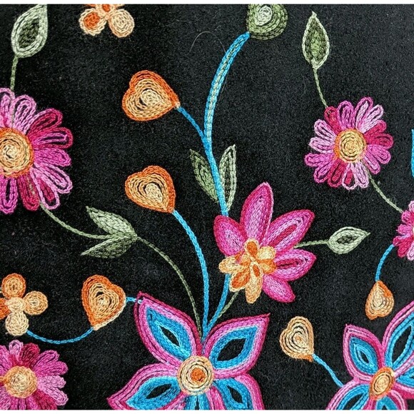 HAYDEN Los Angeles Mini Skirt Women Medium Embroidered Flowers Black Bright M - Picture 3 of 8